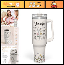 Inspiring 40oz Stainless Steel Tumbler with Handle  Straw - Christian Gifts for