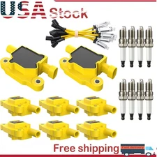 8x Square UF413 Ignition Coils + 41-962 Spark Plugs + Spark Plug Wires For Chevy