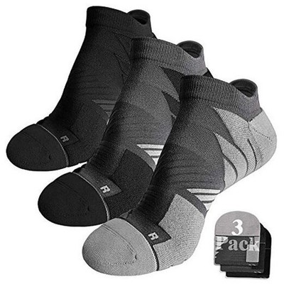  No Show Running Athletic Anti-Blister Small 3 Pairs Black/Dark Grey/Grey