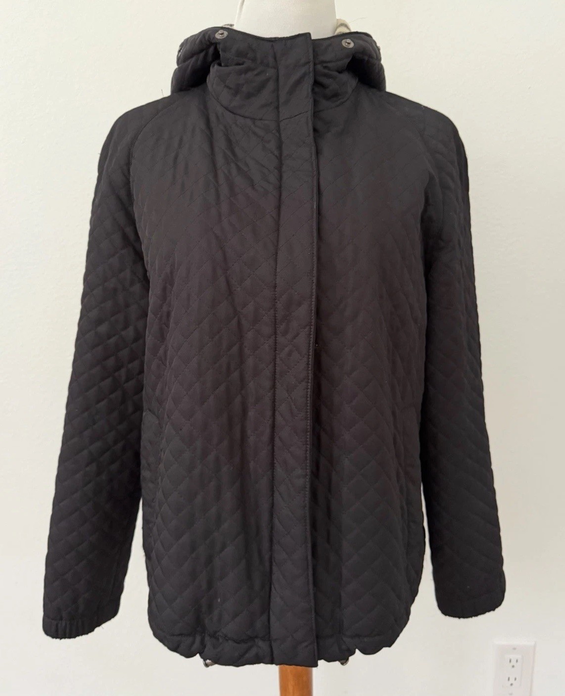 Burberry London Women Black Diamond Quilted Hooded Jacket Wool Nova Lining Small image 7