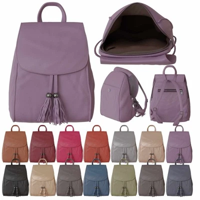Damen Rucksack Kunstleder Cityrucksack Freizeit Backpack mit Quasten verstellbar - Bild 1 von 4
