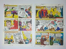 AMAZING SPIDER-MAN #50 1967 ORIGINAL ART PAGES 9 & 10 HAND PAINTED COLOR GUIDES
