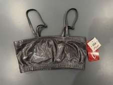 Capezio Bandeau Dance Top Grey Sparkle Fabric Removable, Adjustable Straps Sz L