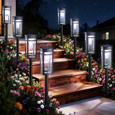 Solar Pathway Lights, 8 Pack LED Solar Powered Garden Lights Outdoor Waterpro...