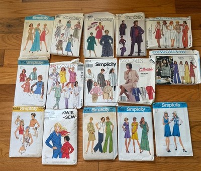 Lot Of 15 Vintage McCall Simplicity + Clothing Patterns Sizes 14-22