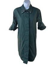 MM6 Maison Margiela Green Studded Collar Oversized Shirt Dress IT 40 READ