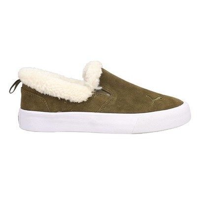 PUMA Bari Comfort Shearling Slip On  Womens Green Sneakers Casual Shoes 39065704