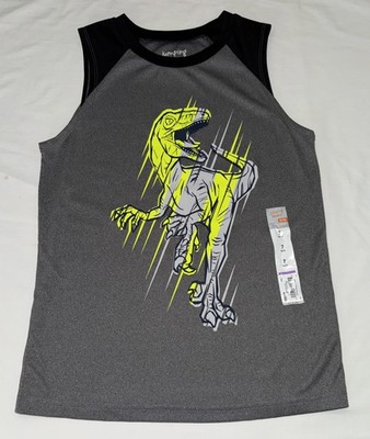 Jumping Beans Boy's Tank Top L (7) Gray Dinosaur Graphic Sleeveless Shirt NWT