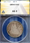 1854-O 50c Silver Seated Liberty Half-dollar AG-3 ANACS # 7351459 + Bonus