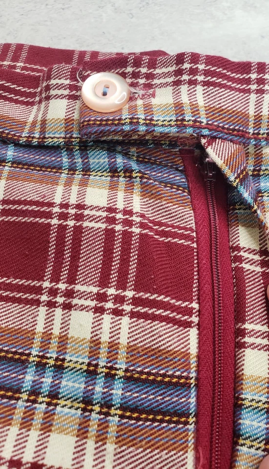 Pantalones de campana a cuadros acampanados JC Penney años 70 talla 10 hippie 26" cintura GROOVY Foto 3 de 4