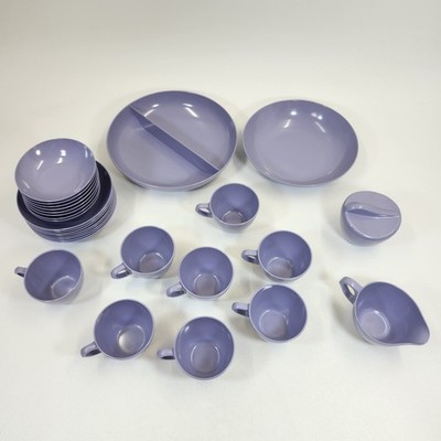 Royalon Melmac Dinnerware 28 Pieces Dishes Violet Corsage Purple Teacups Bowls