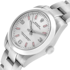 Rolex Midsize 31 Steel Silver Dial Pink Hour Markers Ladies Watch 177200 5
