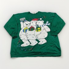 Vintage Christmas Sweatshirt 90s Polar Bears Medium Women  s 80s Holiday
