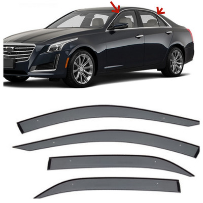 For Cadillac CTS 2016-2019 Black ABS Window Visors Vent Rain Guards Deflectors