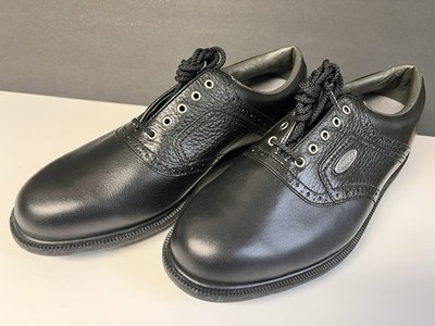  FOOTJOY MENS 9 1/2 M  EXTRA JOY GOLF SHOES  BLACK BRAND NEW NEVER WORN /LACED