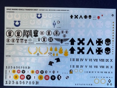 Warhammer 40k - Space Marines - Abziehbilder Fahrzeuge - Transfer Sheet