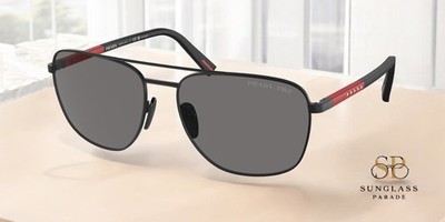 PRADA LINEA ROSSA PS 54ZS 1BO02G Matte Black Grey Polarized 60mm Mens Sunglasses