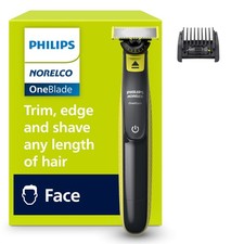 Philips Norelco Oneblade 360 Face, Trim Edge Shave, 5-In-1 Comb, Black