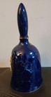 Vintage Cobalt Blue Porcelain Bell With Gold Accents 7" Tall — photo 4