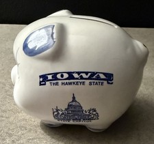 Iowa Ceramic Piggy Bank Collectible The Hawkeye State Corn State Capitol Rare