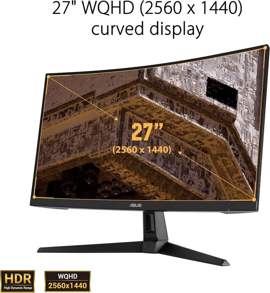 ASUS TUF Gaming 27" Curved | WQHD 1440p | 165Hz | 1ms | HDMI DP | Curved Monitor - Image 2 of 3