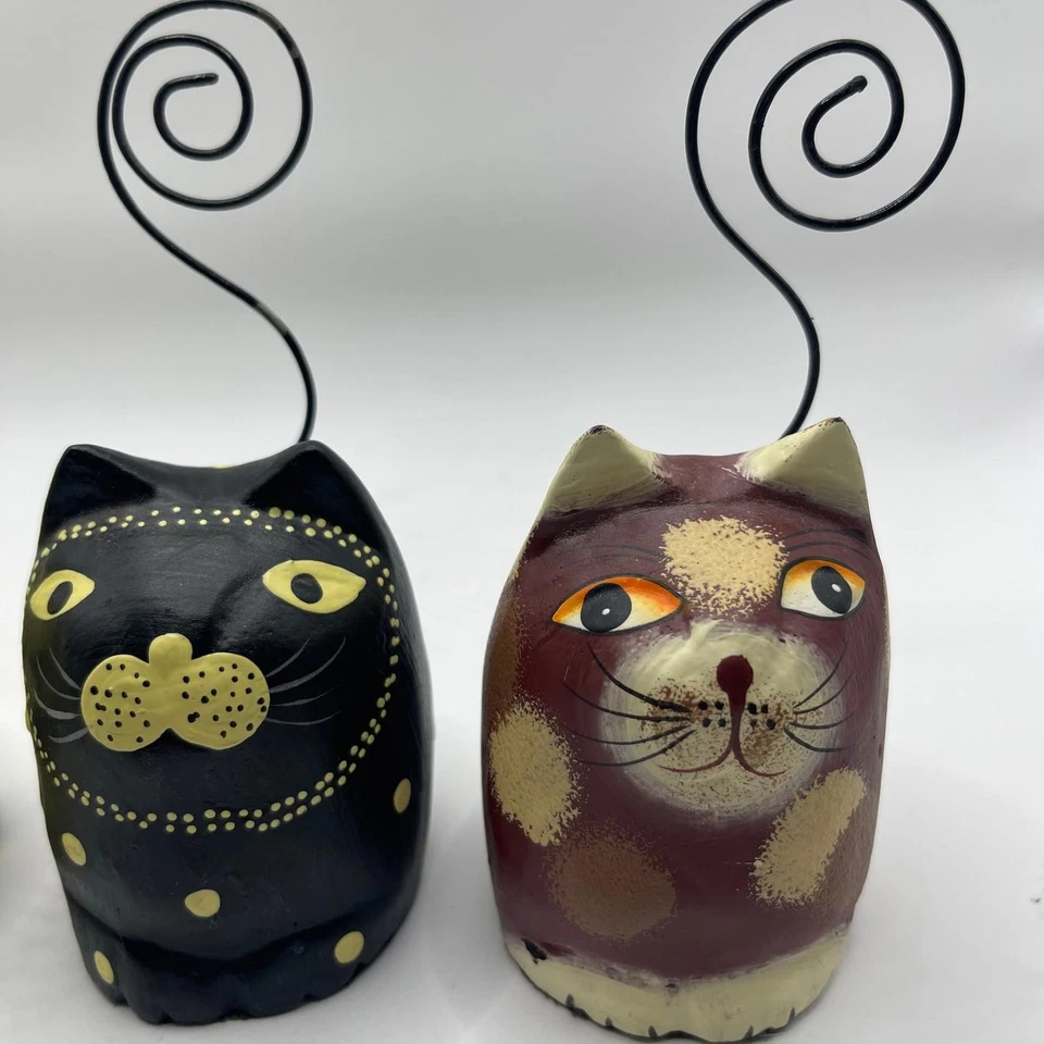 Juego de 3 portafotos de madera tallada Pier 1 Imports para gatos Foto 2 de 4