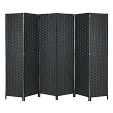 6-Panel Folding Room Divider Privacy Screen.Freestanding Portable Blacks