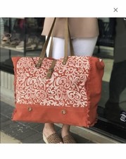 Red Floral XL Myra Bag Canvas Leather Weekend...