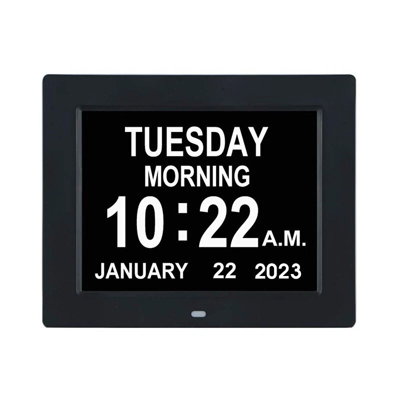 8" Großer Digital Kalender Tag Uhr Schrift Elektronischer Wecker für Senioren GA - Bild 2 von 4