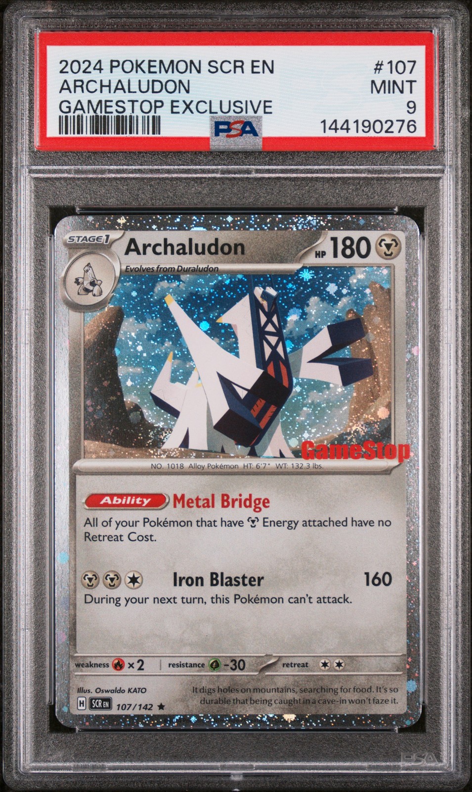 2024 POKEMON SCR EN-STELLAR CROWN GAMESTOP EXCLUSIVE #107 ARCHALUDON PSA 9