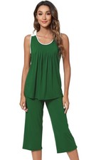 WiWi Pajamas Set for Women Sleeveless Tank Tops Capri Pants Pjs Sets Sleepwea...