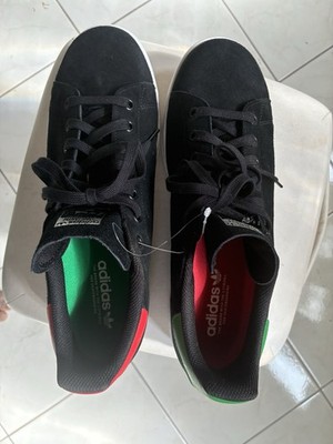 adidas Stan Smith Black Red Green White Low Top Lace Up Men's Sneakers