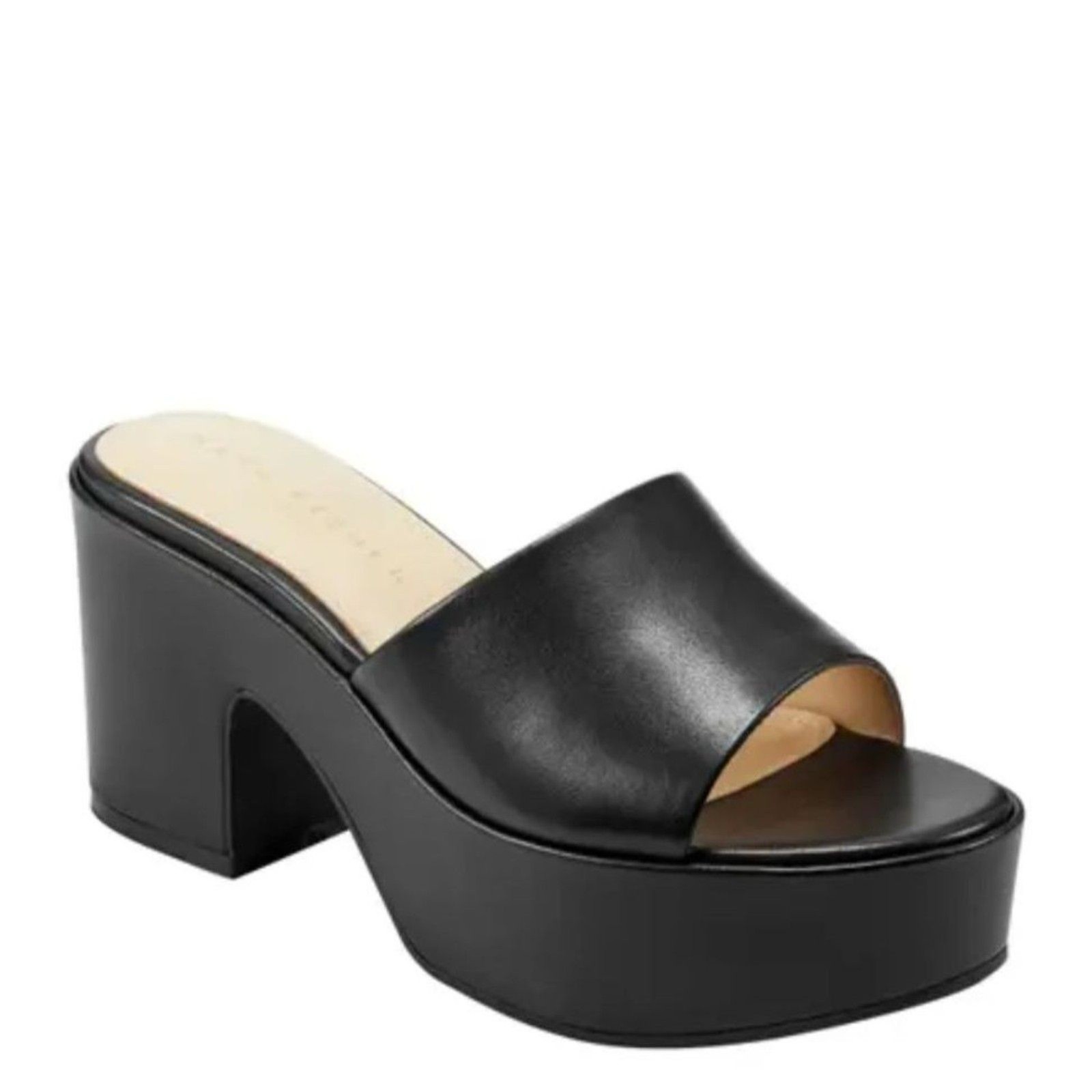 Marc Fisher LTD Forina Black Leather Sandals Size 8.5 Platform