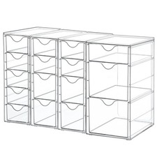 Acrylic Organizer with 16 Drawers 4 Set ,Clear Storage Drawers for Office Su...