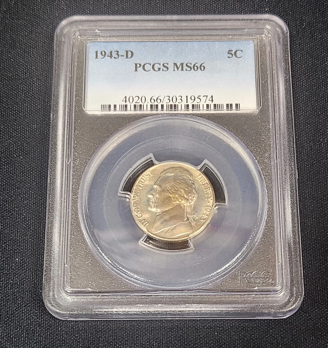 PCGS Certified MS 66 Graded 1943 Year US Jefferson Nickels (1938