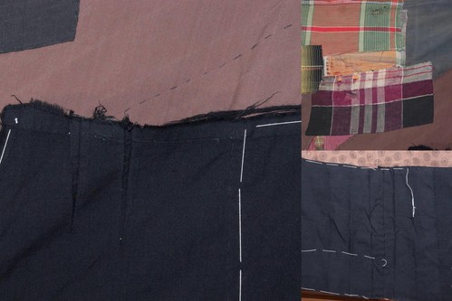 Antique Japanese Boro Two-Tone Design Patchwork Furoshiki Hand-Stitched Textile - Bild 10 von 10