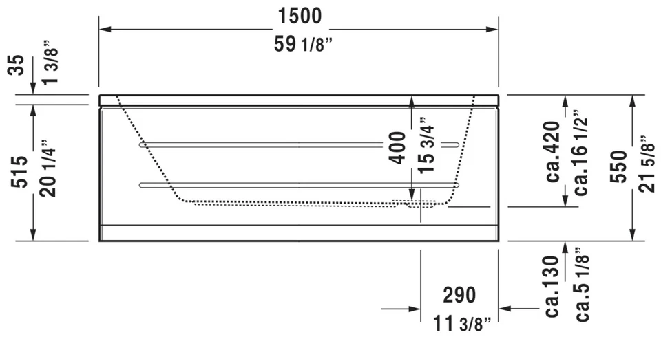Duravit 700095-REV D-Code 59" bañera acrílica caída - blanca Foto 3 de 4