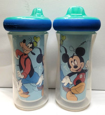 First Years Sippy Cups, Spill Proof - Mickey Mouse  Goofy set of 2 