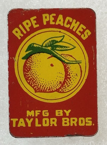 TOBACCO TIN TAG: 1890-1920 Taylor Bros - Ripe Peaches