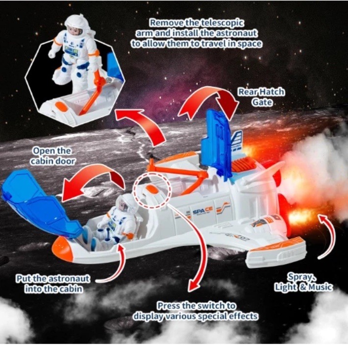 Union Space Aircraft Rocket Spaceship Shuttle with Astronaut Figure