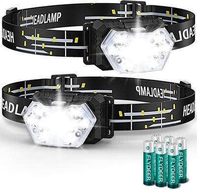Stirnlampe 2000 Lumen 2 Stück LED Batteriebetrieben IP×5 Wasserdicht Camping