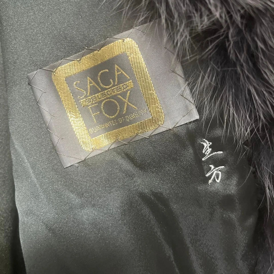 Abrigo corto de piel de zorro Saga 55 longitud recortada L teñido púrpura de Japón Foto 3 de 4