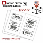 1000 Premium 8.5" X 5.5" Half Sheet Self Adhesive Shipping Labels 2 Per Sheet