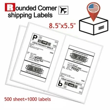 1000 Premium 8.5" X 5.5" Half Sheet Self Adhesive Shipping Labels 2 Per Sheet