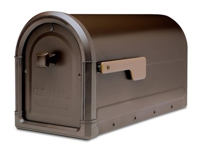 Roxbury  Heavy Duty Steel Metal Post Mounted Mail Box for Outside, Rubbed Bro...