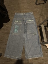 JNCO Artistical Uprising Wide-Leg Jeans Distressed 36x31 14in leg opening