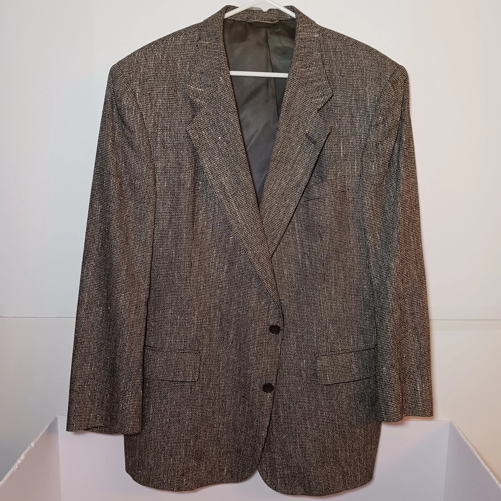 Cappotto sportivo vintage Christian Dior Monsieur 100% seta tweed uomo taglia 44L grigio