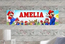 Super Mario Bros - Personalized Name Poster Customized Birthday Party Banner
