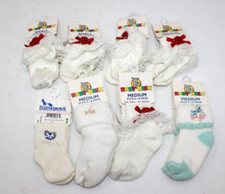 Baby Deer Toddler Pageant Socks Girls Cotton Buster Brown S/M Lacy Frills NOS