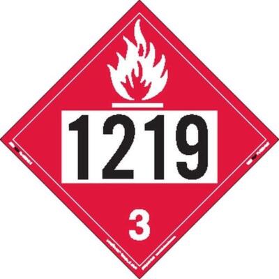 Labelmaster ZEZ21219 UN 1219 Flammable Liquid Hazmat Placard, E-Z Removable